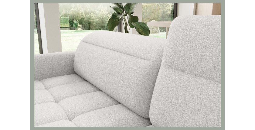 Canapé d’angle droit convertible BARNEA 208 cm blanc chenille avec rangement 