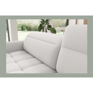 Canapé d’angle droit convertible BARNEA 208 cm blanc chenille avec rangement 