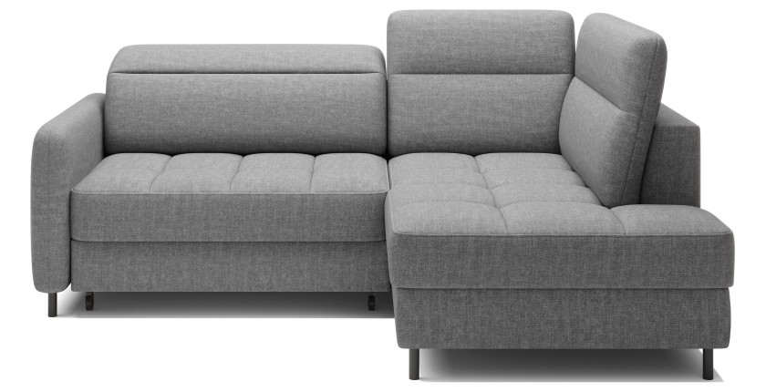 Canapé d’angle droit convertible BARNEA 208 cm gris chiné avec rangement 