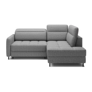 Canapé d’angle droit convertible BARNEA 208 cm gris chiné avec rangement 