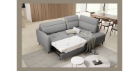 Canapé d’angle droit convertible BARNEA 208 cm gris chiné avec rangement 