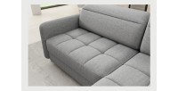 Canapé d’angle droit convertible BARNEA 208 cm gris chiné avec rangement 