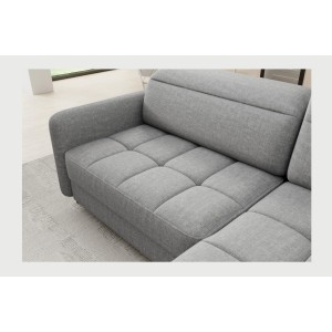 Canapé d’angle droit convertible BARNEA 208 cm gris chiné avec rangement 