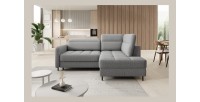 Canapé d’angle droit convertible BARNEA 208 cm gris chiné avec rangement 