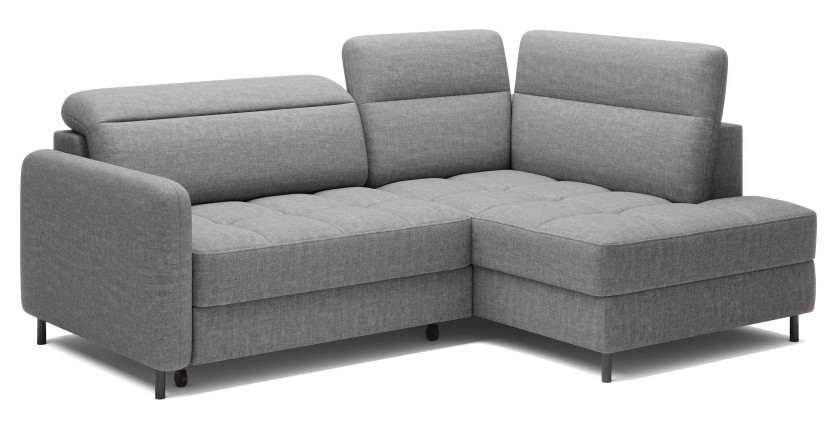 Canapé d’angle droit convertible BARNEA 208 cm gris chiné avec rangement 