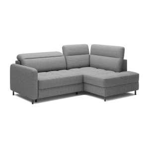 Canapé d’angle droit convertible BARNEA 208 cm gris chiné avec rangement 