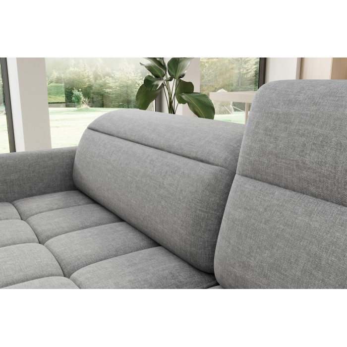 Canapé d’angle droit convertible BARNEA 208 cm gris chiné avec rangement 