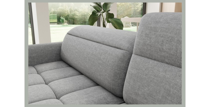Canapé d’angle droit convertible BARNEA 208 cm gris chiné avec rangement 