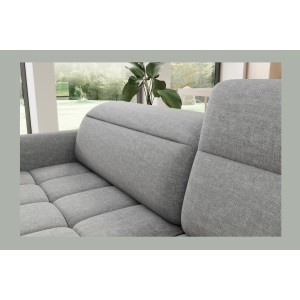 Canapé d’angle droit convertible BARNEA 208 cm gris chiné avec rangement 