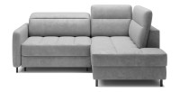 Canapé d’angle droit convertible BARNEA 208 cm gris clair avec rangement 