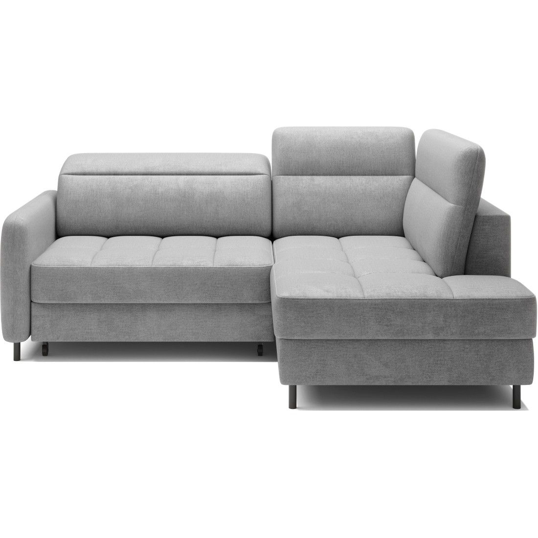 Canapé d’angle droit convertible BARNEA 208 cm gris clair avec rangement 