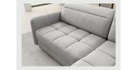 Canapé d’angle droit convertible BARNEA 208 cm gris clair avec rangement 
