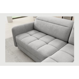 Canapé d’angle droit convertible BARNEA 208 cm gris clair avec rangement 