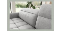 Canapé d’angle droit convertible BARNEA 208 cm gris clair avec rangement 