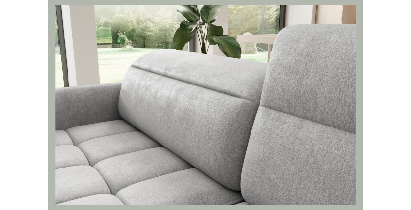 Canapé d’angle droit convertible BARNEA 208 cm gris clair avec rangement 