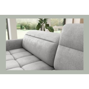 Canapé d’angle droit convertible BARNEA 208 cm gris clair avec rangement 