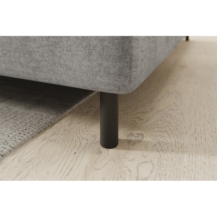 Canapé d’angle droit convertible BARNEA 208 cm gris clair avec rangement 