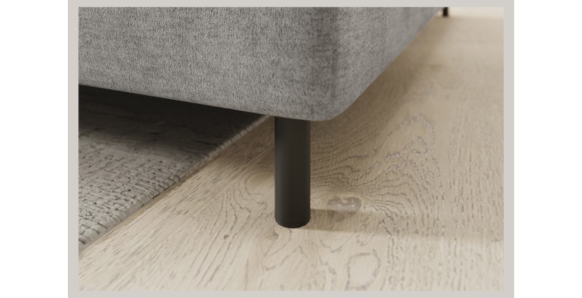 Canapé d’angle droit convertible BARNEA 208 cm gris clair avec rangement 