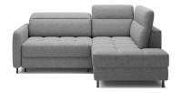 Canapé d’angle droit convertible BARNEA 208 cm gris clair avec rangement 