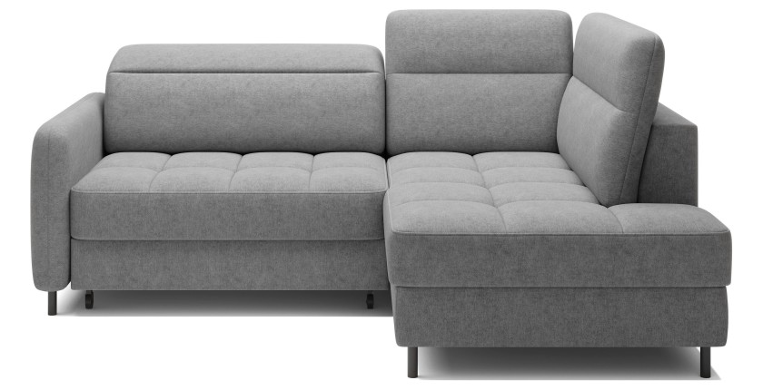 Canapé d’angle droit convertible BARNEA 208 cm gris clair avec rangement 