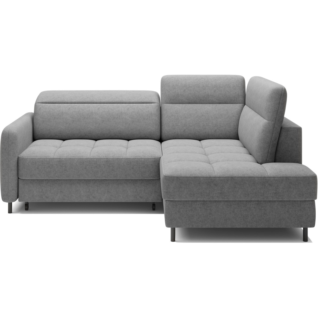 Canapé d’angle droit convertible BARNEA 208 cm gris clair avec rangement 