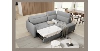 Canapé d’angle droit convertible BARNEA 208 cm gris clair avec rangement 