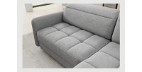 Canapé d’angle droit convertible BARNEA 208 cm gris clair avec rangement 
