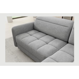 Canapé d’angle droit convertible BARNEA 208 cm gris clair avec rangement 