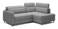 Canapé d’angle droit convertible BARNEA 208 cm gris clair avec rangement 