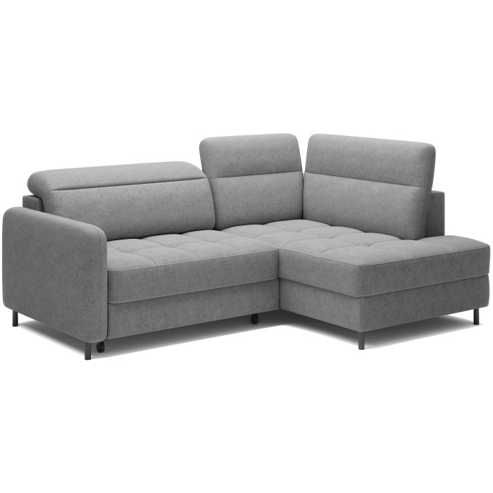 Canapé d’angle droit convertible BARNEA 208 cm gris clair avec rangement 