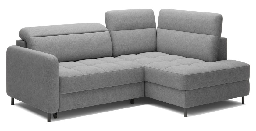 Canapé d’angle droit convertible BARNEA 208 cm gris clair avec rangement 