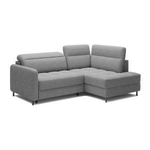 Canapé d’angle droit convertible BARNEA 208 cm gris clair avec rangement 