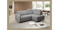 Canapé d’angle droit convertible BARNEA 208 cm gris clair avec rangement 