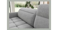 Canapé d’angle droit convertible BARNEA 208 cm gris clair avec rangement 