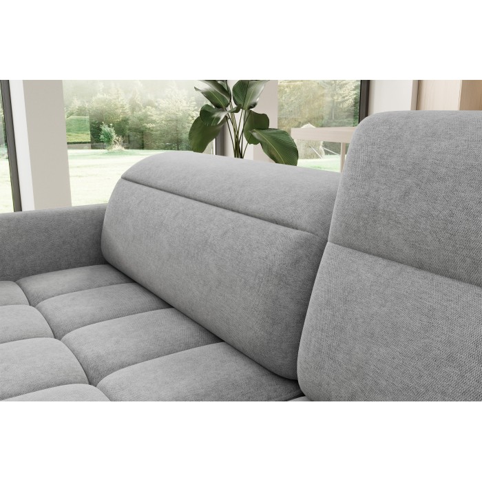 Canapé d’angle droit convertible BARNEA 208 cm gris clair avec rangement 