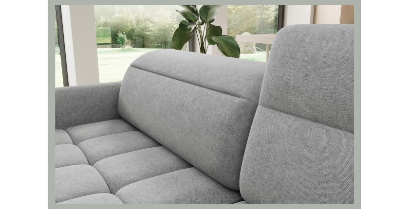 Canapé d’angle droit convertible BARNEA 208 cm gris clair avec rangement 