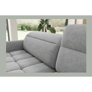 Canapé d’angle droit convertible BARNEA 208 cm gris clair avec rangement 