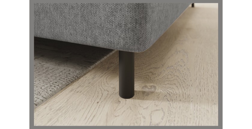 Canapé d’angle droit convertible BARNEA 208 cm gris clair avec rangement 