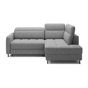 Canapé d’angle droit convertible BARNEA 208 cm gris chiné avec rangement 