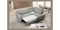 Canapé d’angle droit convertible BARNEA 208 cm gris chiné avec rangement 
