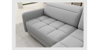 Canapé d’angle droit convertible BARNEA 208 cm gris chiné avec rangement 