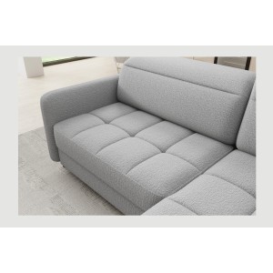 Canapé d’angle droit convertible BARNEA 208 cm gris chiné avec rangement 