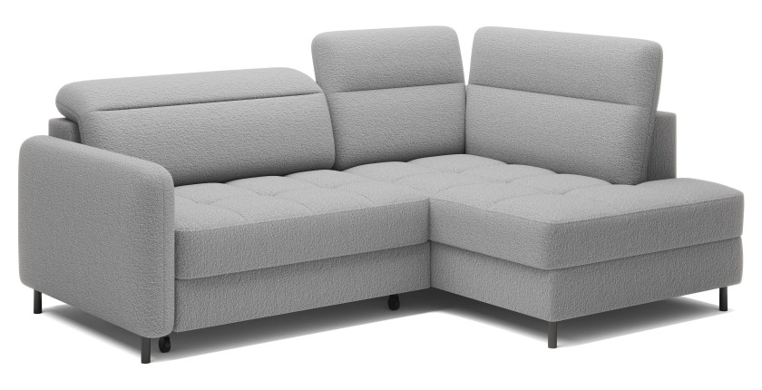 Canapé d’angle droit convertible BARNEA 208 cm gris chiné avec rangement 