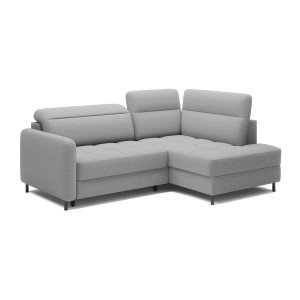 Canapé d’angle droit convertible BARNEA 208 cm gris chiné avec rangement 