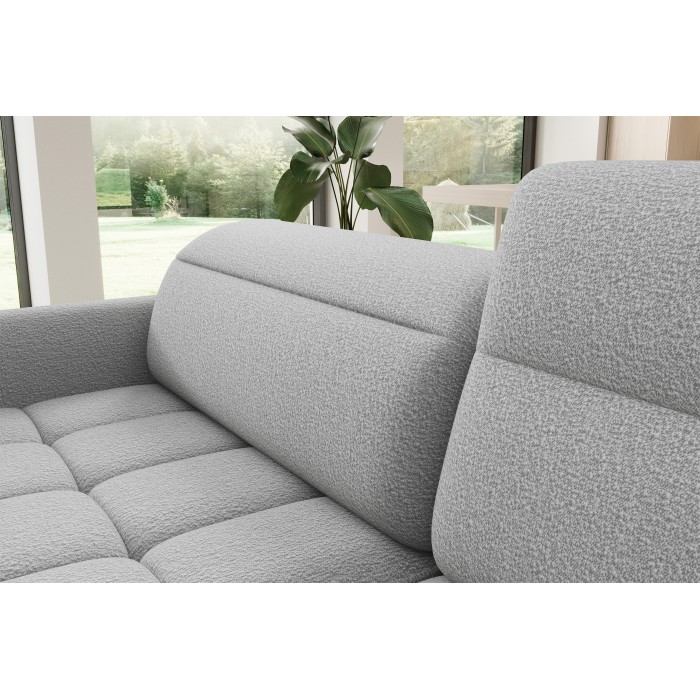 Canapé d’angle droit convertible BARNEA 208 cm gris chiné avec rangement 