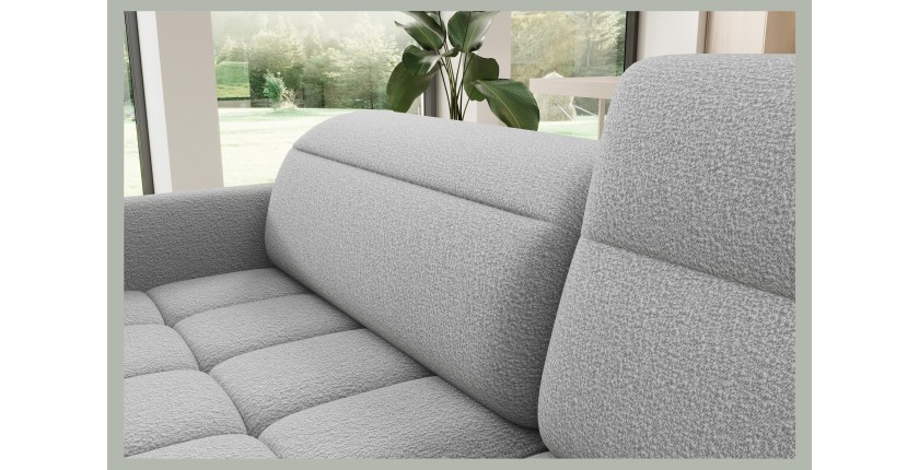 Canapé d’angle droit convertible BARNEA 208 cm gris chiné avec rangement 