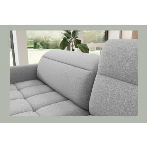 Canapé d’angle droit convertible BARNEA 208 cm gris chiné avec rangement 