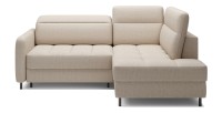 Canapé d’angle droit convertible BARNEA 208 cm beige crème avec rangement 