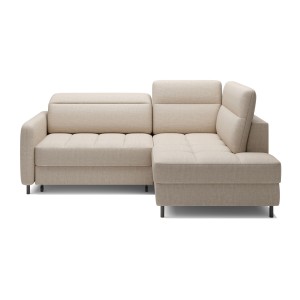 Canapé d’angle droit convertible BARNEA 208 cm beige crème avec rangement 