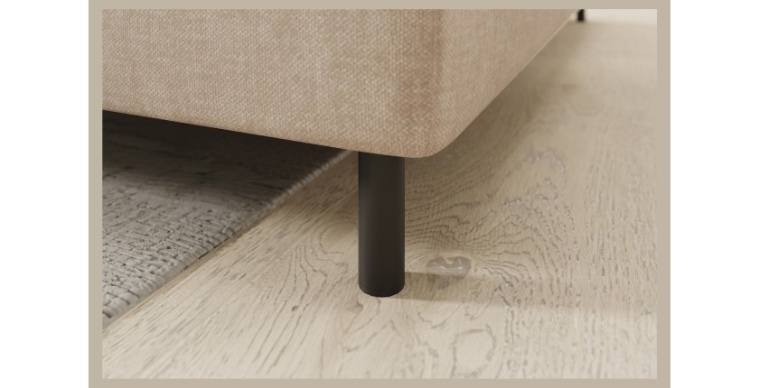 Canapé d’angle droit convertible BARNEA 208 cm beige crème avec rangement 